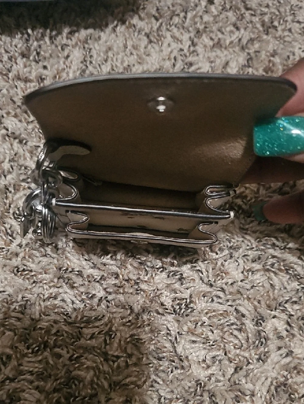 Coach White Floral Studded Mini Wallet - Picture 3 of 8